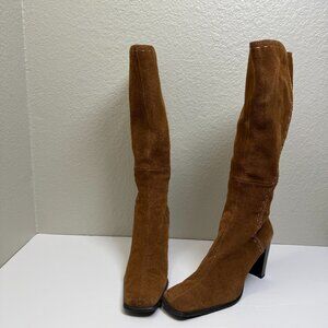 Ellemenno Women's Eclipse Cinnamon Brown Leather Stitched Heel  Boots Size 8M